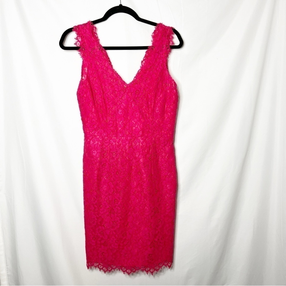 Shoshanna pink lace V neck dress